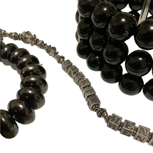 Lot of 3 Silver Black Bracelets - Picture 5 of 7